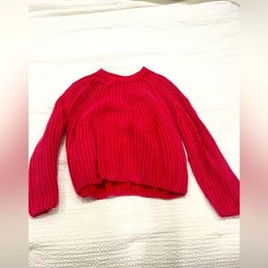 Free People Cable knit Hot pink sweater